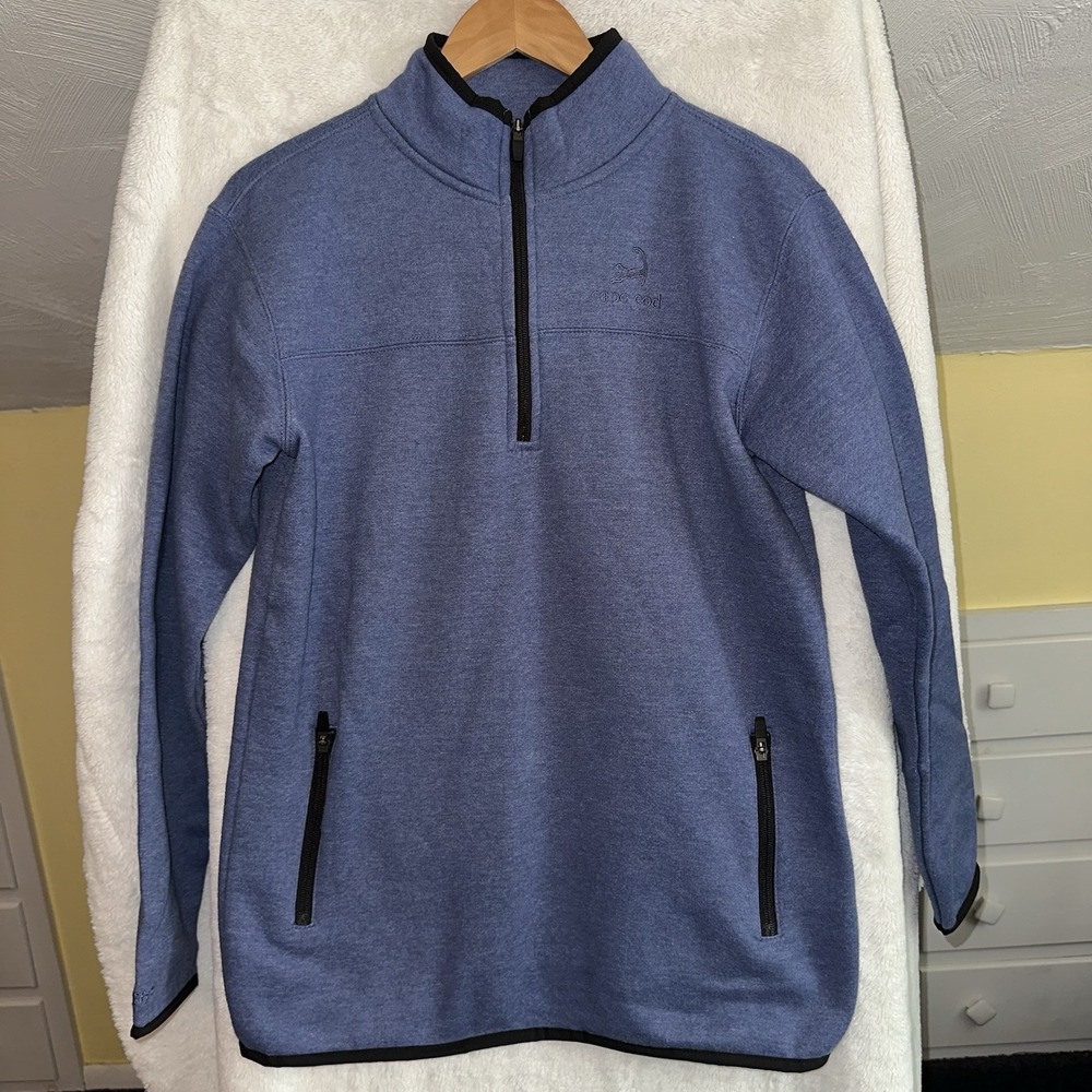 Cuffy's of Cape Cod Women's Blue Fleece Pullover M 1/4 Zip Beach Coastal Pockets